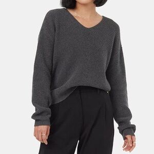 10tree Charcoal V-Neck highline Sweater organic cotton knitwear